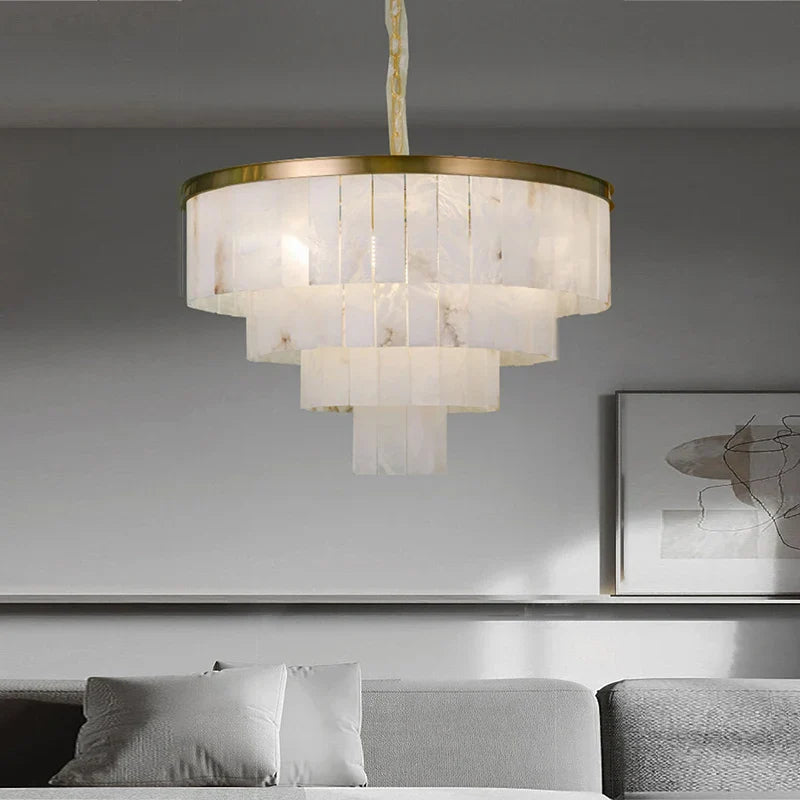 Afralia™ Marble Copper Ceiling Pendant Lights Modern LED Stone Hanging Lamps