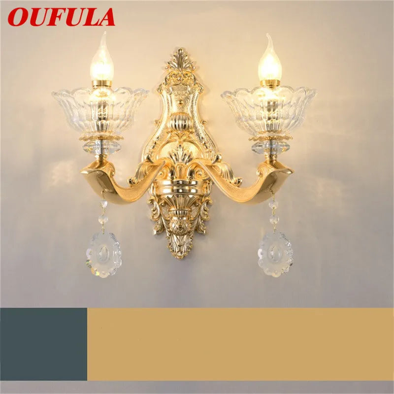 Afralia™ Gold Crystal Wall Sconce LED Lamp for Home Bedroom & Living Room