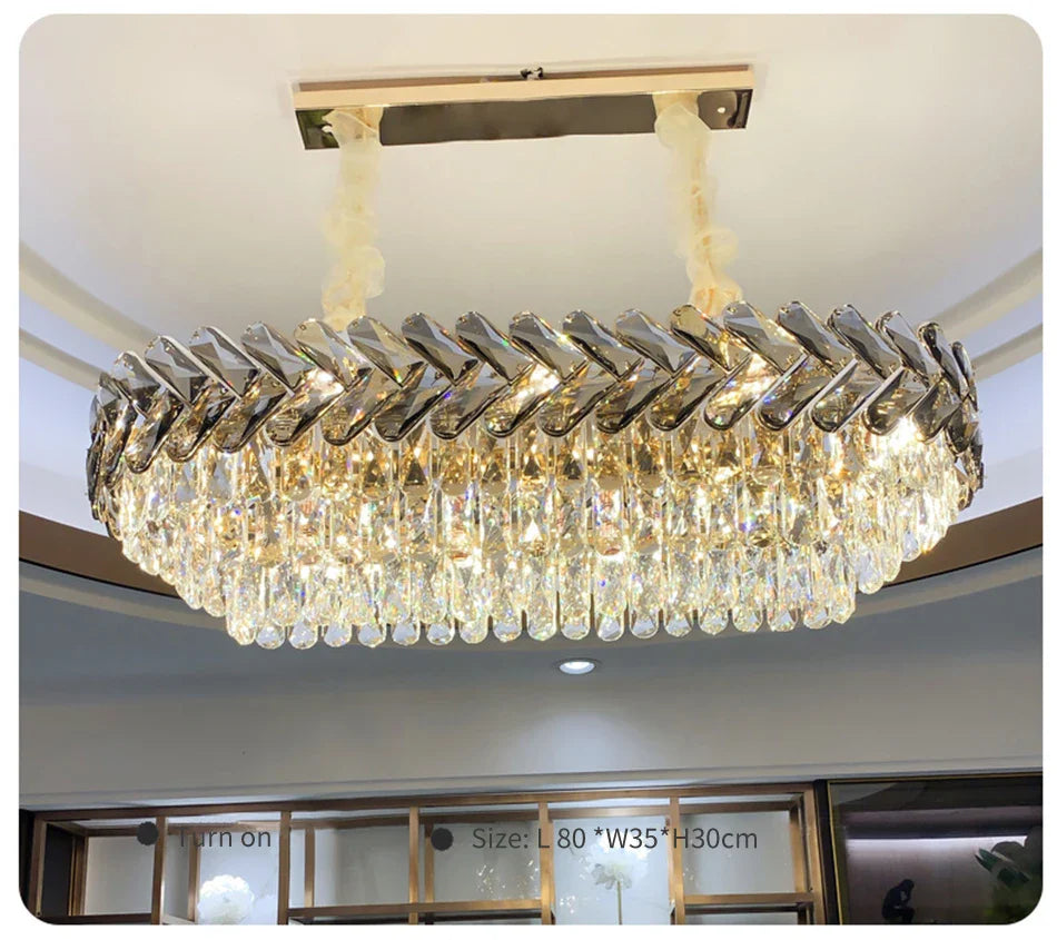 Afralia™ Smoky Gray LED Crystal Chandelier: Luxury Modern Lighting for Living Room, Bedroom, Kitchen