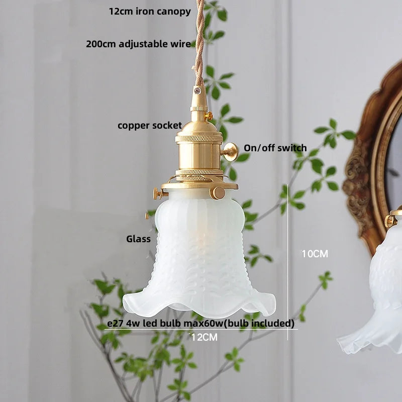 Afralia™ White Bud Glass LED Pendant Light: Modern Nordic Hanging Lamp with Adjustable Wire