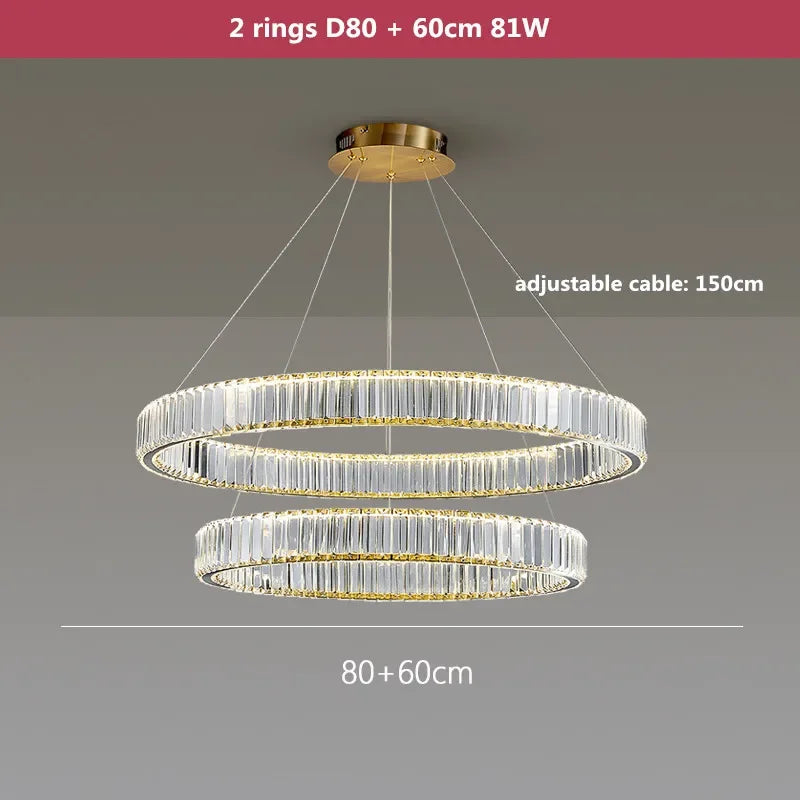 Afralia™ Crystal LED Chandelier: Modern Steel Pendant Lighting for Luxurious Foyer Decor