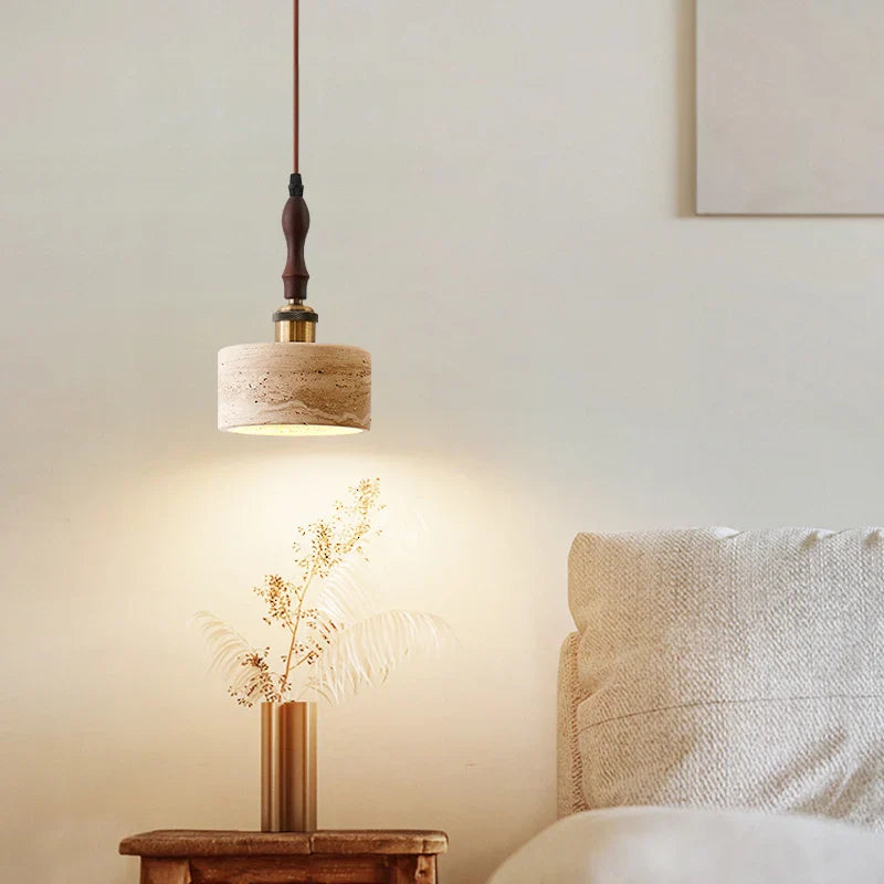 Afralia™ Yellow Travertine LED Hanging Lamps for Living Room, Bedroom, and Dining Room