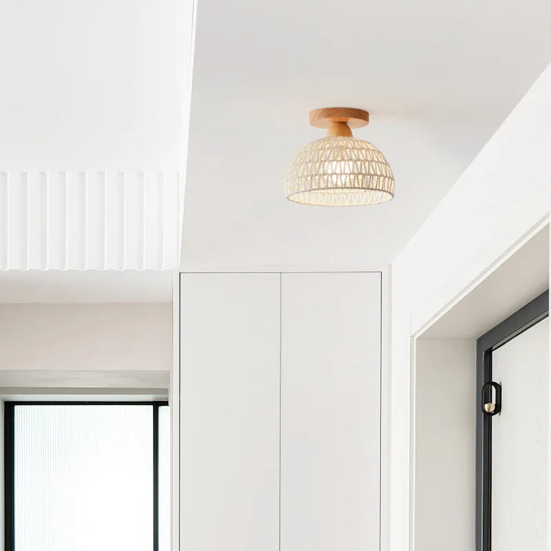Afralia™ LED Wicker Wood Ceiling Lights Modern Style Hallway Nordic Luminaria