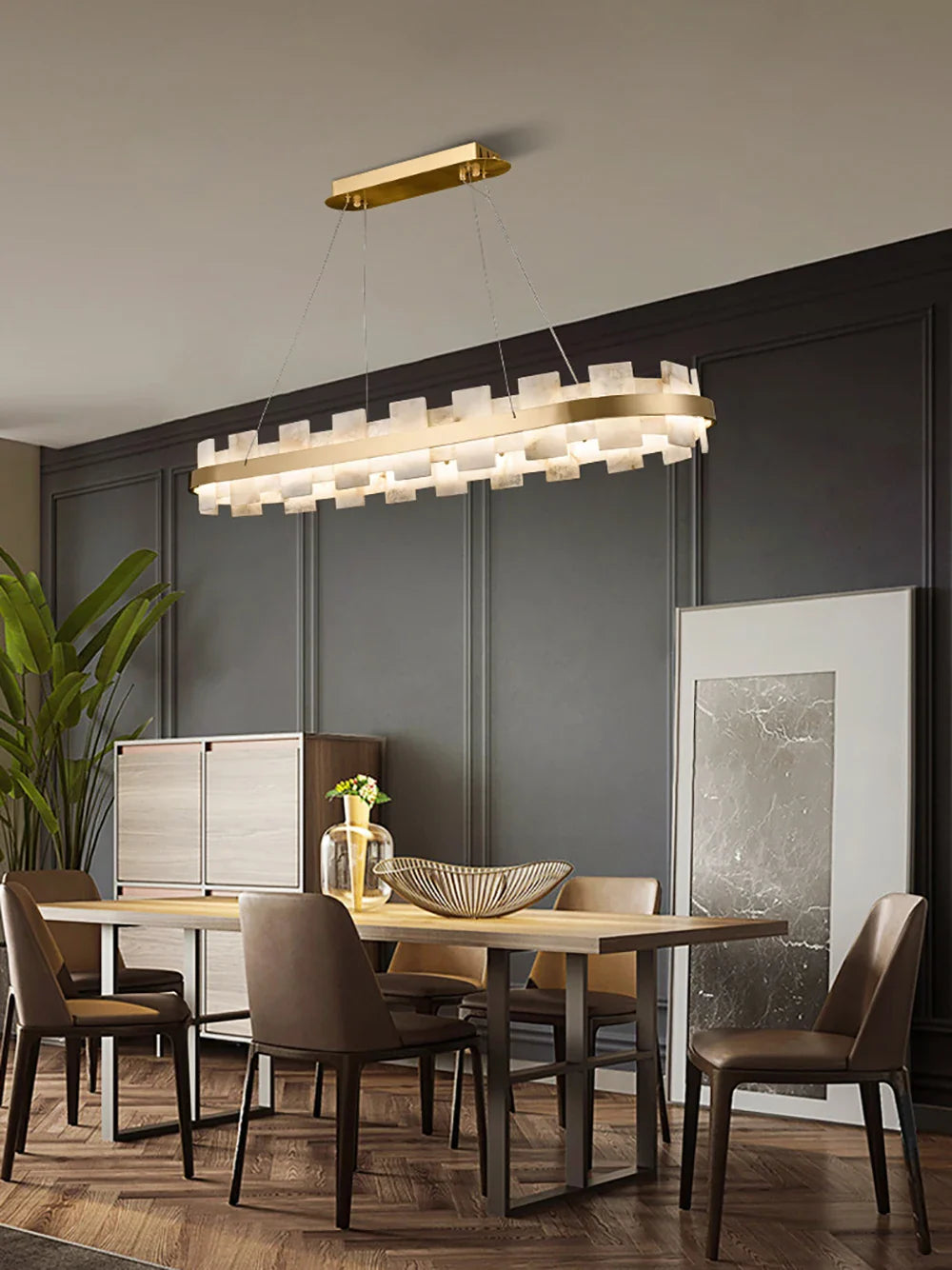 Afralia™ Luxury Marble LED Chandelier: Modern Round Ring Suspension Lamp for Bedroom