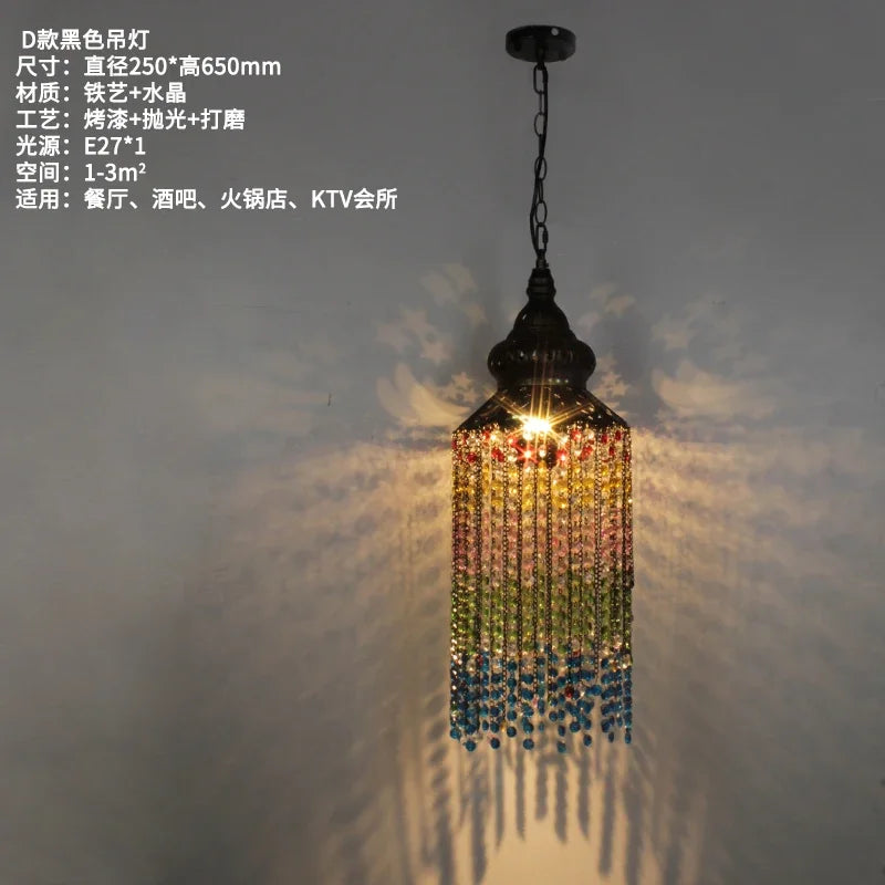 Afralia™ Bohemian Crystal Pendant Lights LED E27 Gold/Black Cafe Bar Decor