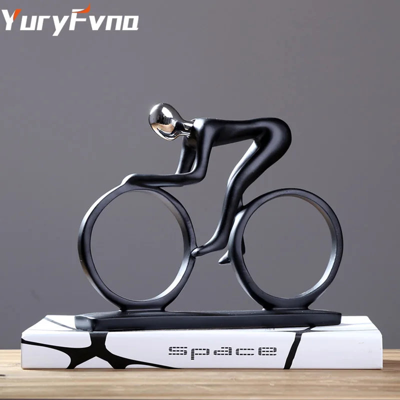 Afralia™ Cyclist Sculpture Figurine Abstract Art Home Decor Champion Athlete