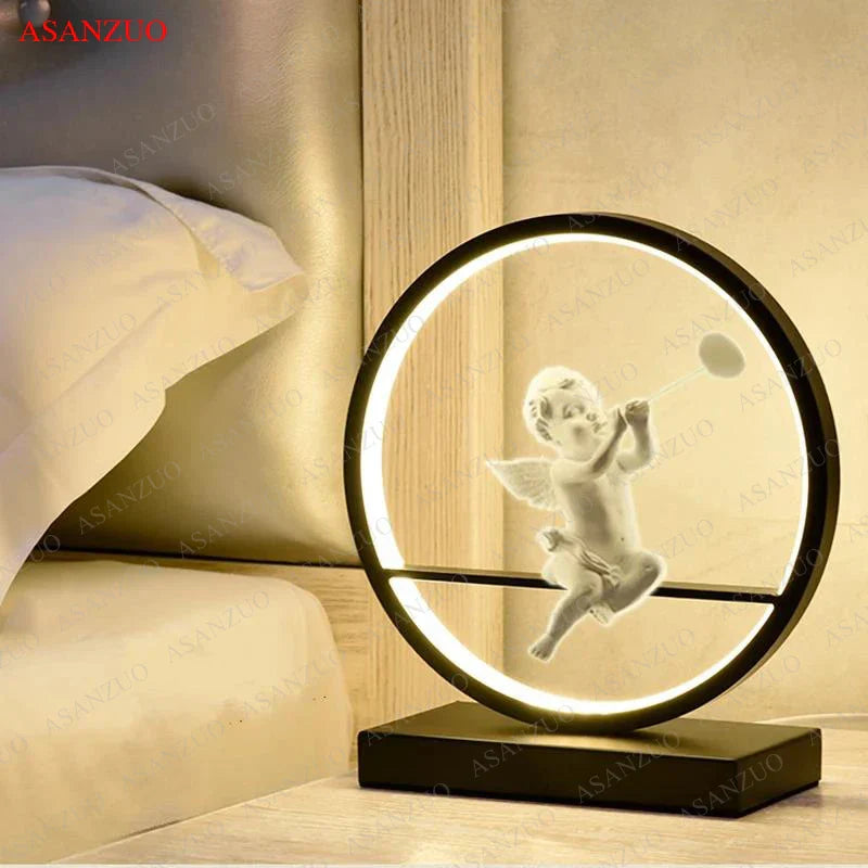 Afralia™ Dimmable Angel Table Lamp for Dream Bedroom Decor & Warm LED Lighting