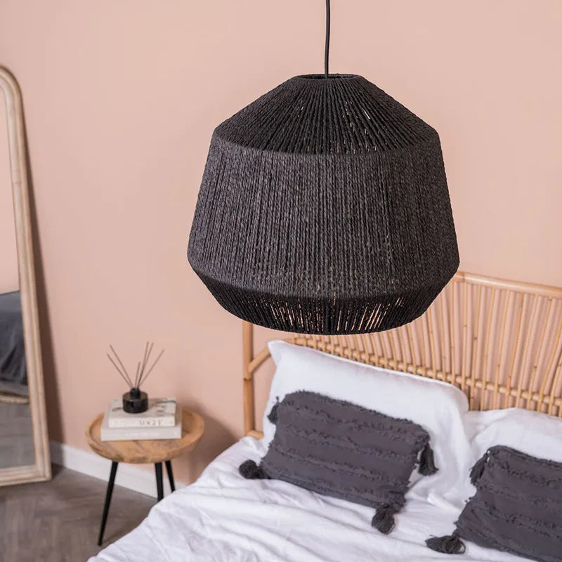 Afralia™ Vintage Rattan Pendant Lamp for Retro Country Loft Living Room Kitchen