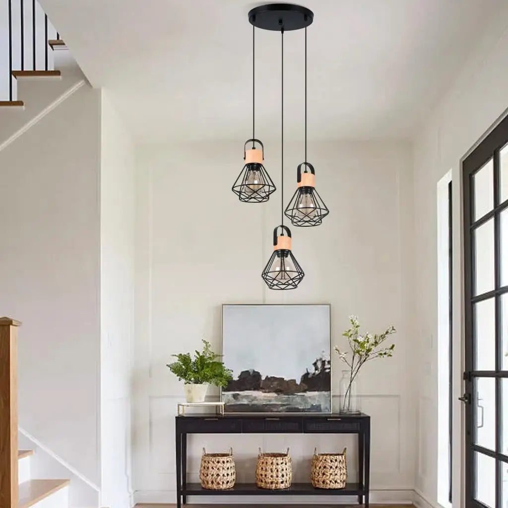 Afralia™ Wrought Iron Caged Pendant Light for Industrial Style Decor