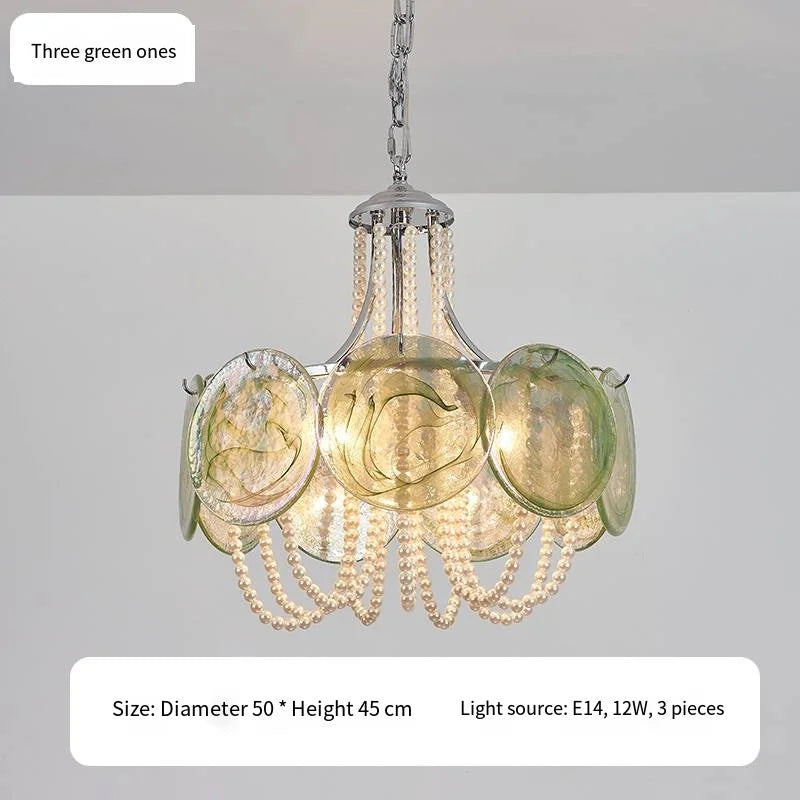 Afralia™ Pink Glass Pearl Chandelier: Modern Pendant Light for Living Room & Bedroom