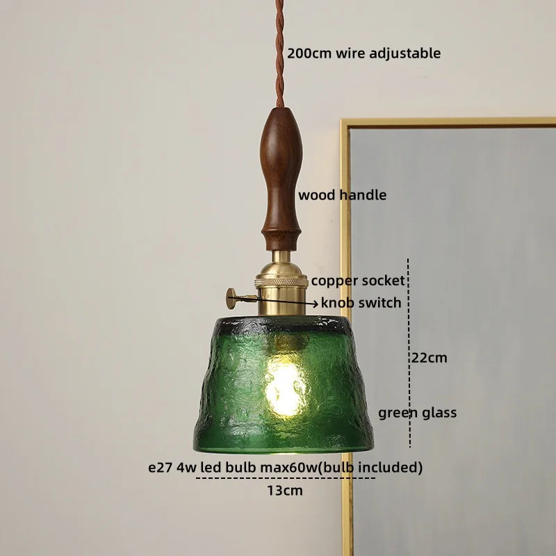 Afralia™ Wood Copper LED Pendant Light - Nordic Hanging Lamp for Bedroom Dining Hallway