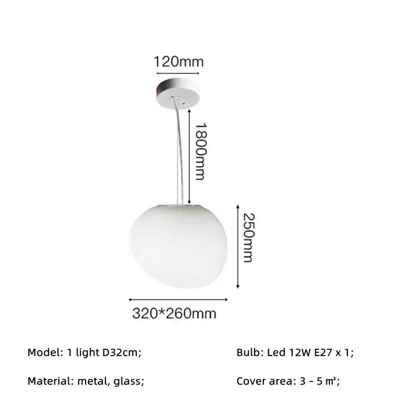 Afralia™ Nordic Villa White Glass Pendant Lights Led Chandelier - Modern Simple Suspend Lamp