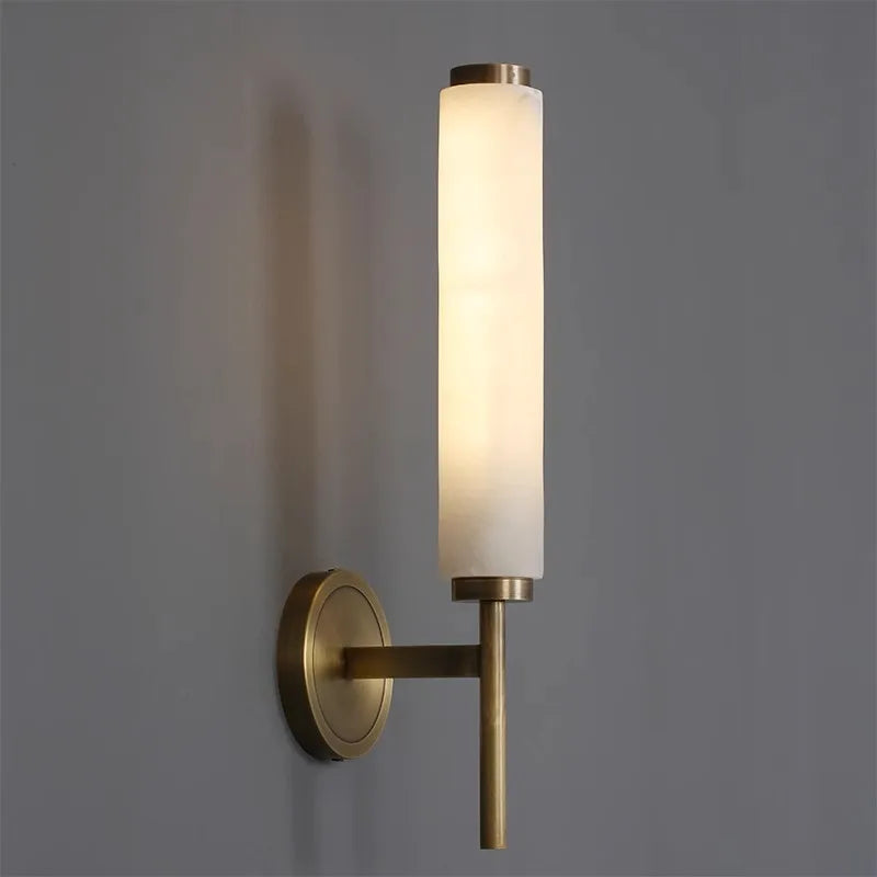 Afralia™ Spanish Marble Bronze Black Wall Sconce Luxury Bedside Light
