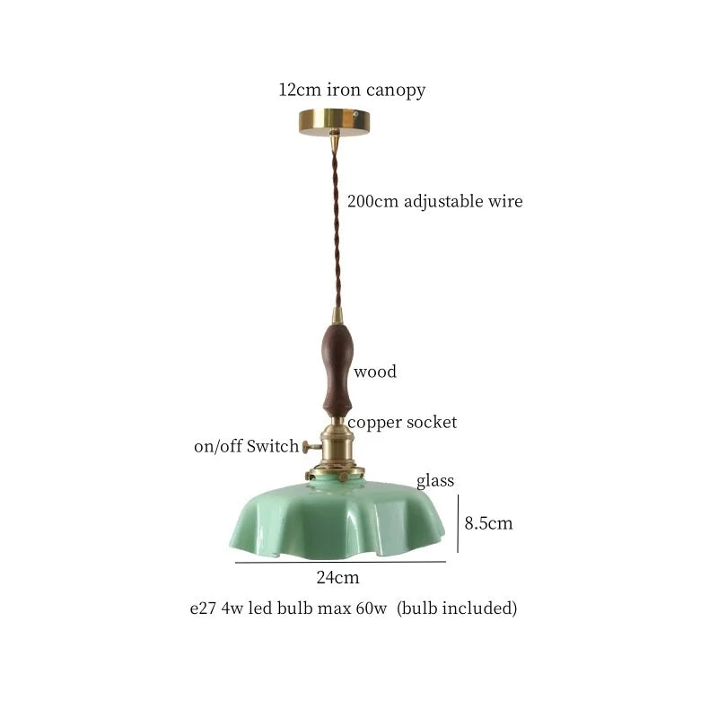 Afralia™ Glass LED Pendant Lamp Japanese Vintage Style for Home and Bar
