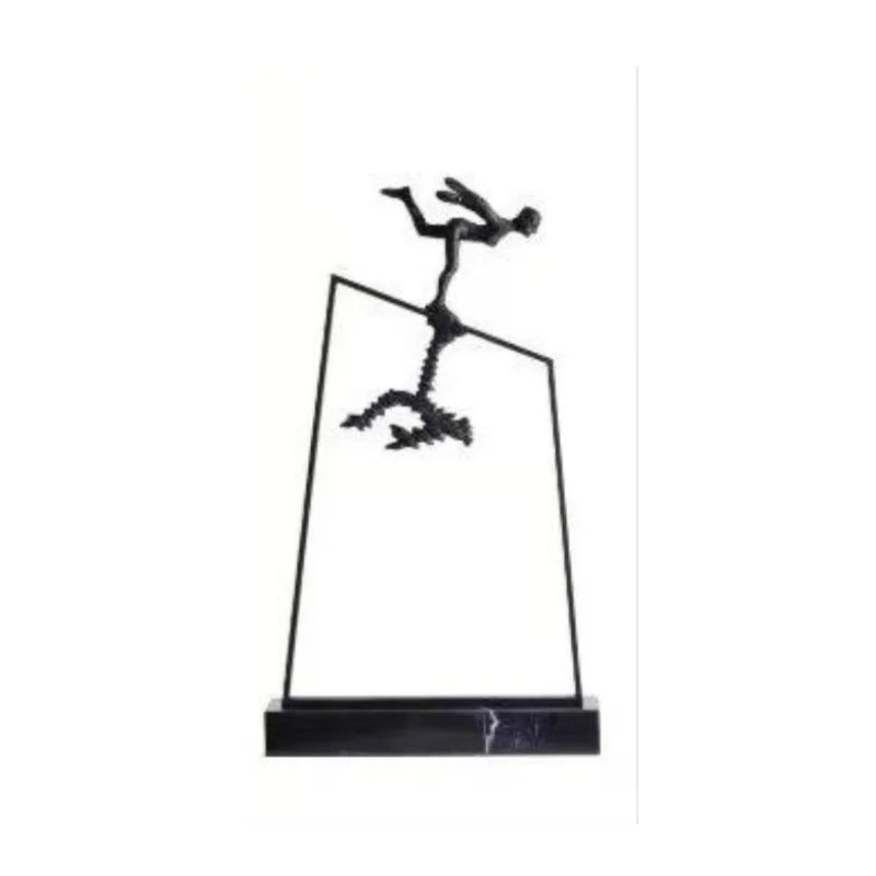 Afralia™ Metal Handicrafts Skating Figure Sculpture | Home Decor Ornaments
