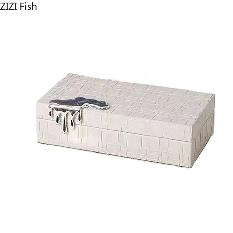 Afralia™ Gold-plated Woven Leather Jewelry Box: Exquisite Storage Jar for Dresser and Desk