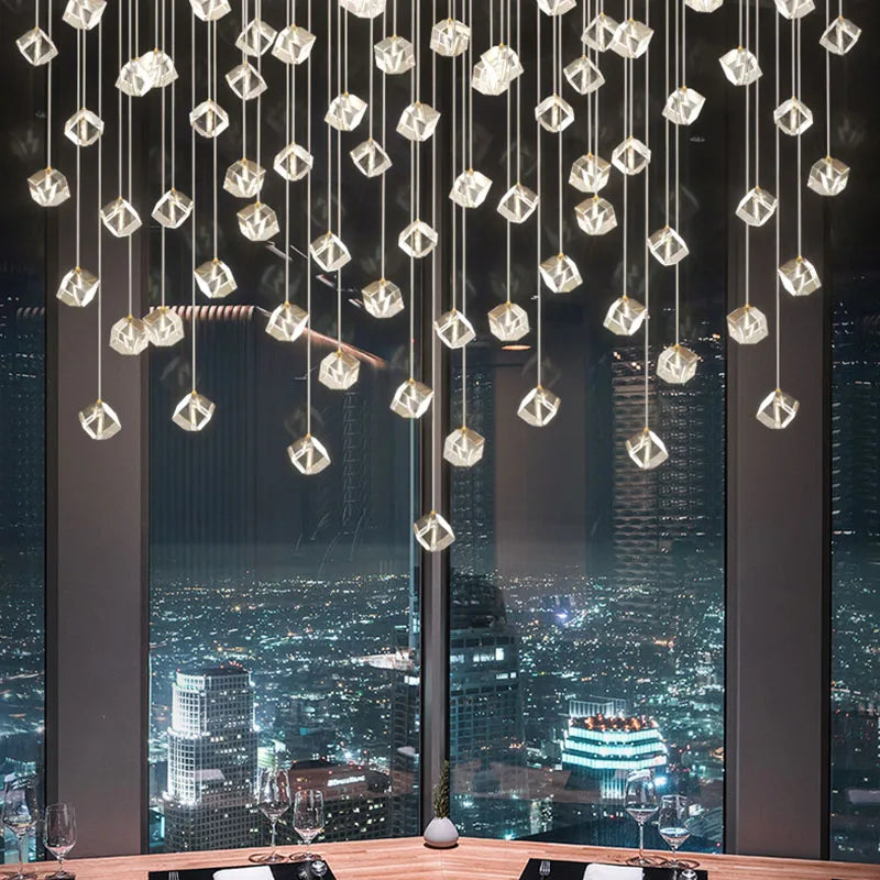 Afralia™ Crystal LED Chandelier for Staircase: Luxury Indoor Stair Lighting Fixture
