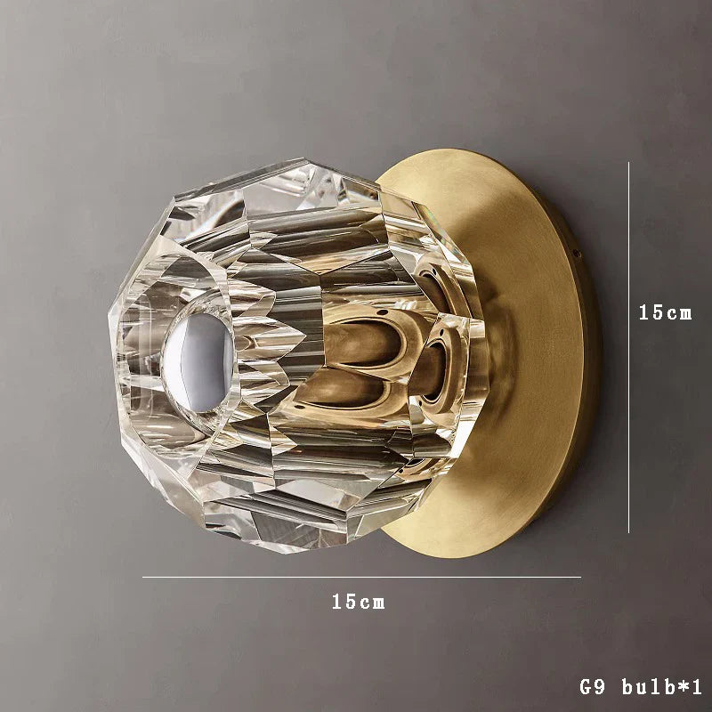 Afralia™ Crystal Wall Lamp Bronze Chrome Sconce Lights for Vintage Living Room