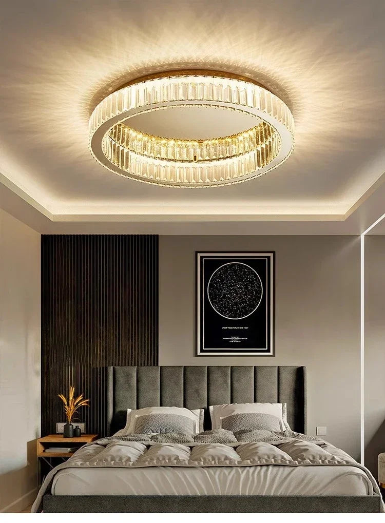 Afralia™ Crystal Circle LED Ceiling Chandelier for Modern Living Spaces