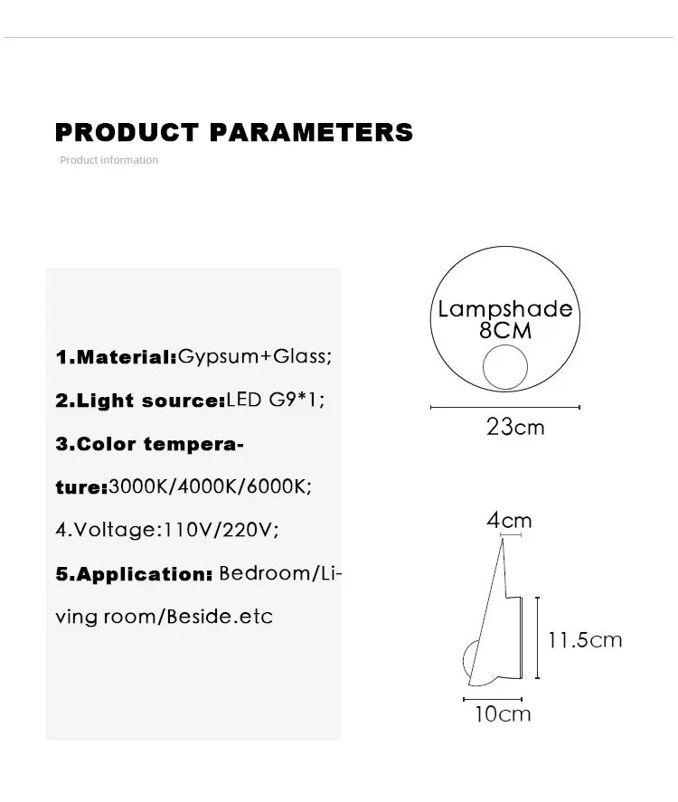 Afralia™ Gypsum Glass LED Wall Sconce Minimalist Lighting for Bedroom Aisle Surface Mounted