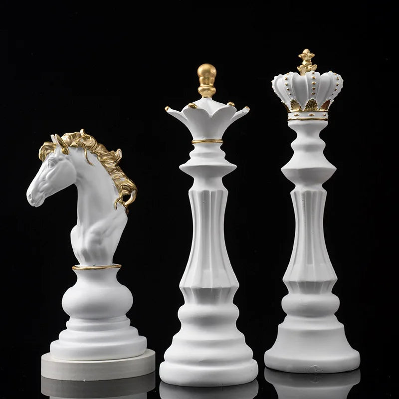 Afralia™ Modern Resin Chess Figurine Set for Home & Office Decor