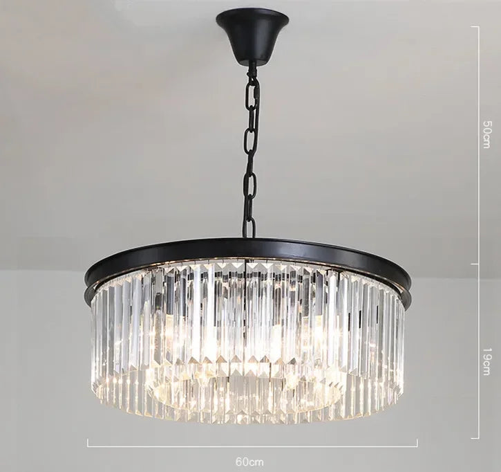 Afralia™ Metal Crystal Pendant Light Chandelier for Living Room, LED Hanging Lamp