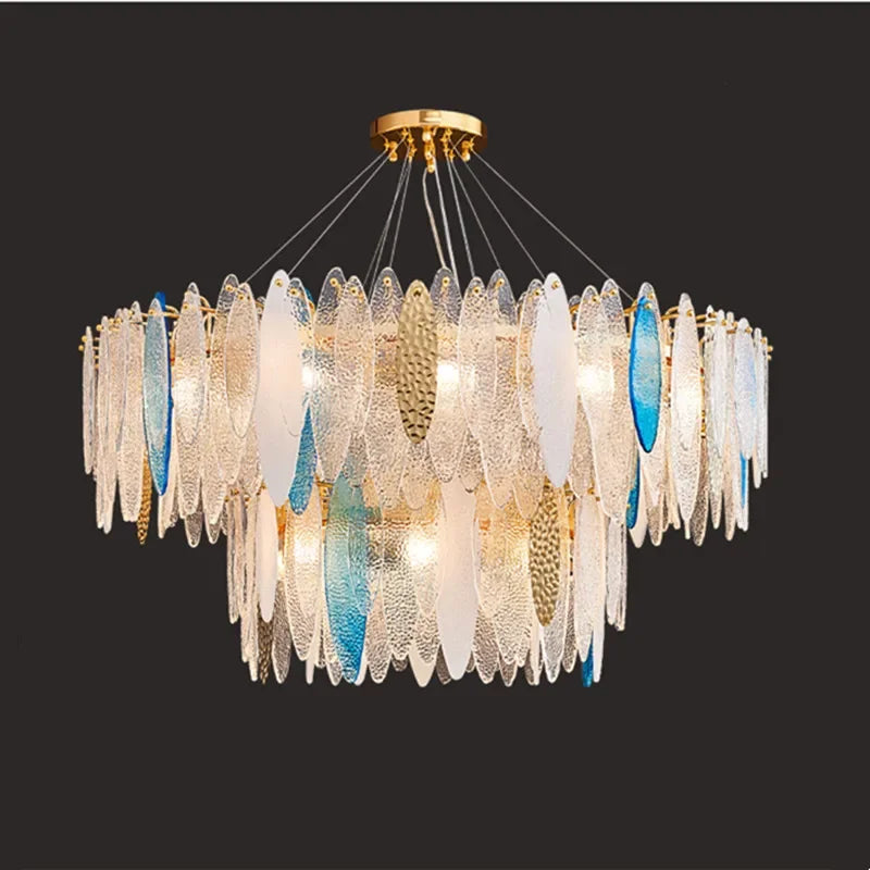 Afralia™ Gold LED Glass Chandelier for Dinning Living Room Bedroom_main keyword: Pendant Lamps