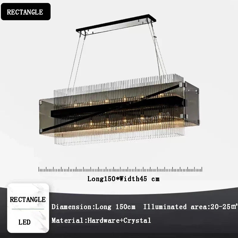 Afralia™ Crystal Glass Pendant Chandelier for Luxe Dining Room Decor