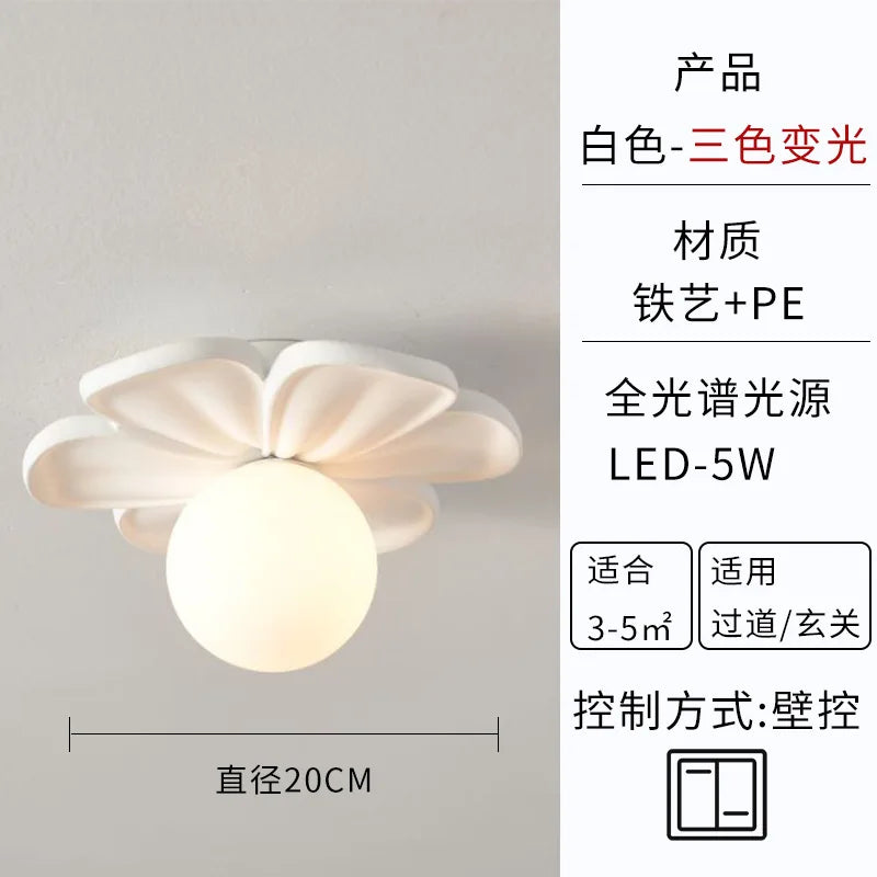 Afralia™ Resin Flower Ceiling Light Green Petals Wall Lamp for Indoor Decor