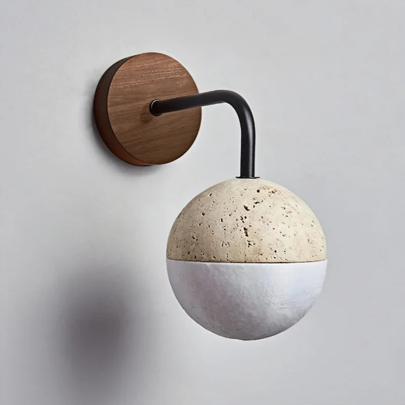 Afralia™ Yellow Travertine LED Wall Lights Coffee Bedroom Bedside Lamp Modern Nordic Decor