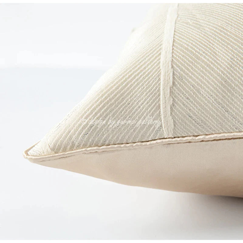 Afralia™ Herringbone Jacquard Cushion Cover, Modern Beige White Pillowcase for Living Room