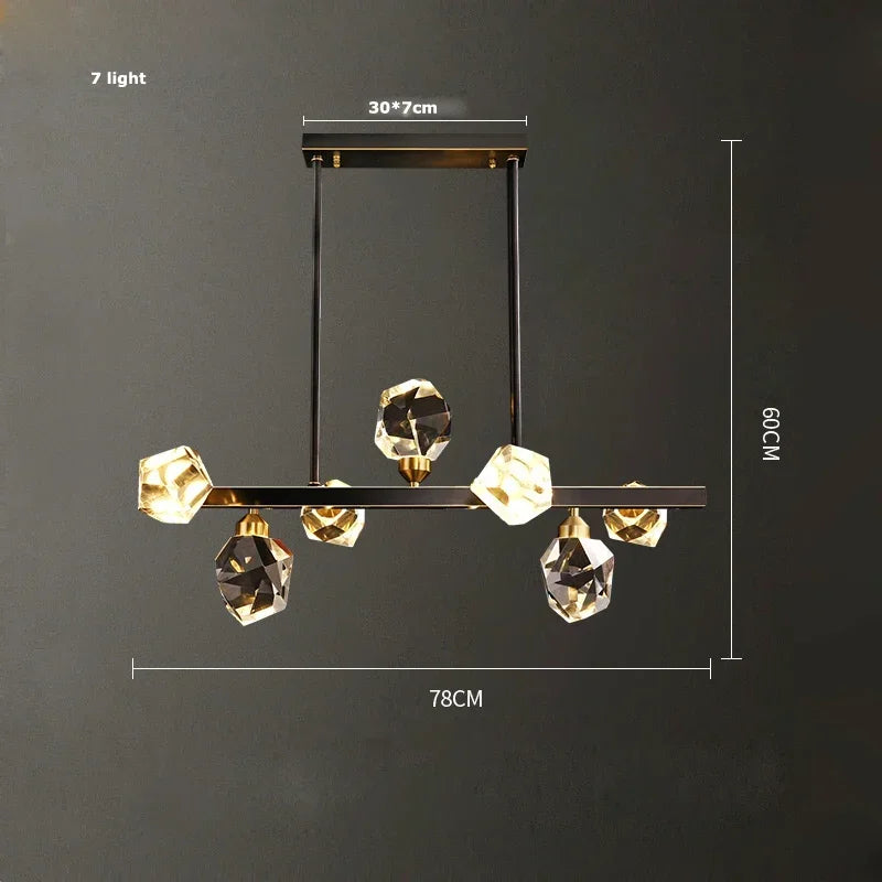 Afralia™ Modern Gold Black Crystal Chandelier LED Light
