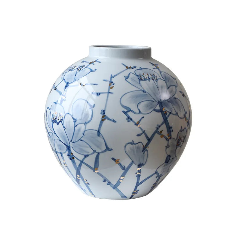 Afralia™ Blue and White Porcelain Ceramic Vase for Stylish Home Decor