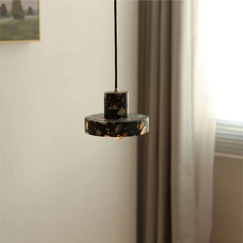 Afralia™ Black Terrazzo LED Pendant Lamp for Dining Living Room Staircase
