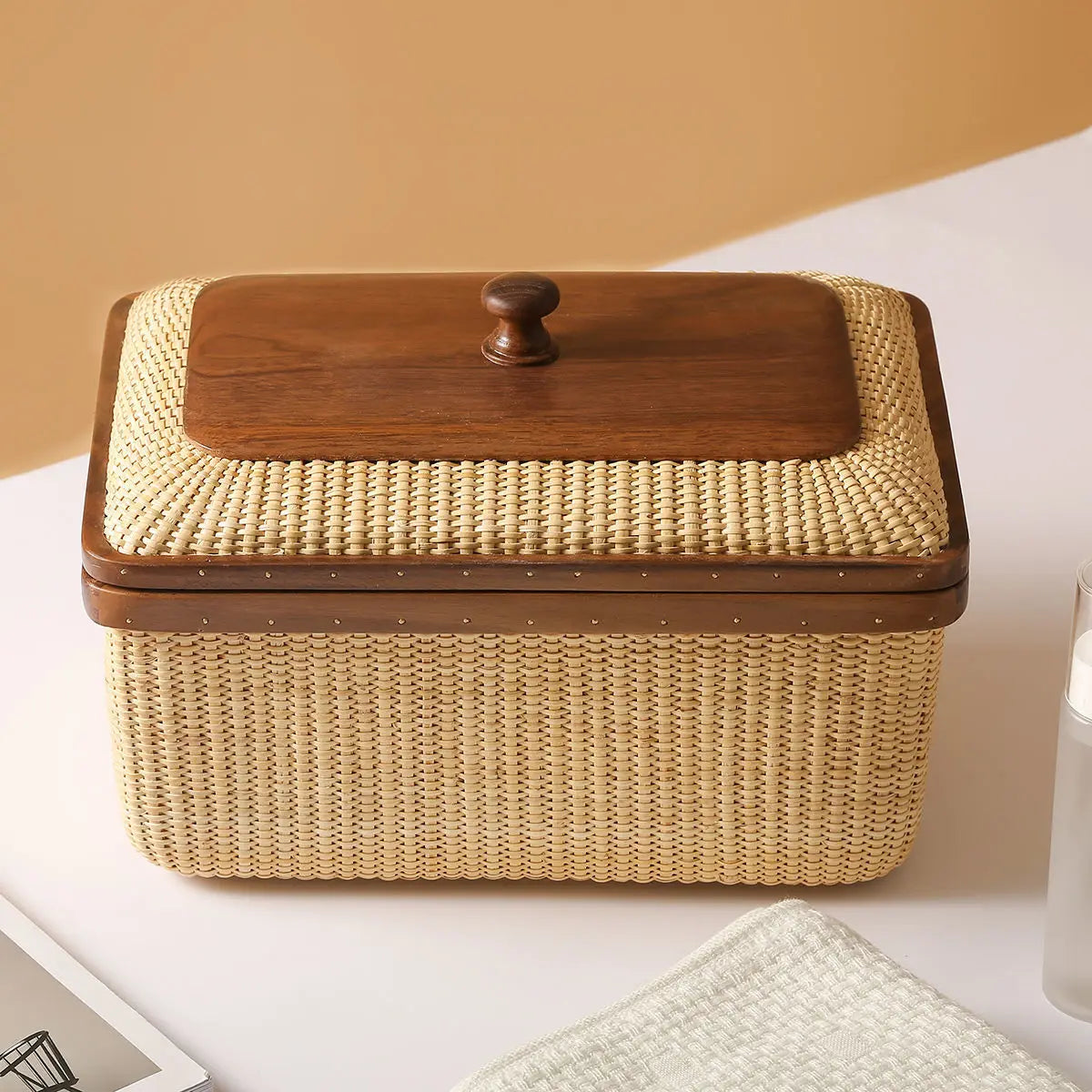 Afralia™ Natural Vine Weave Jewelry Box and Desktop Organizer Basket
