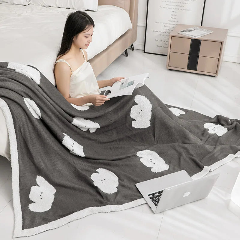 Afralia™ Cozy Flannel Blanket for Home Office - Double-Sided Knitted Sofa Cover & Quilt