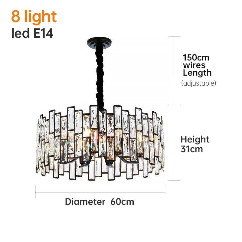 Afralia™ Small Black Crystal Chandelier: ModernLight Luxury for Home Indoor Lighting