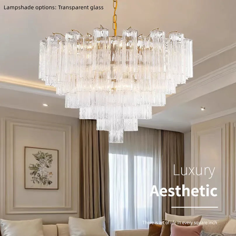 Glass Ceiling Chandelier: Smoke Gray Pendant Light by Afralia™ for Dining, Living Room, Bedroom
