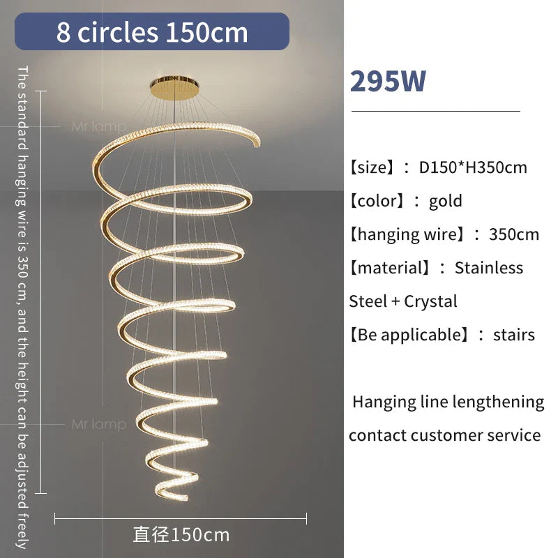 Afralia™ Crystal Duplex Ring Pendant Light Chandelier