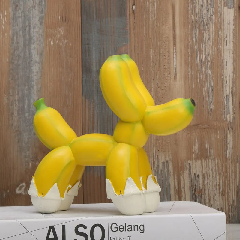 Afralia™ Banana Balloon Dog Sculpture - Modern Pop Art Resin Statue for Home Decor