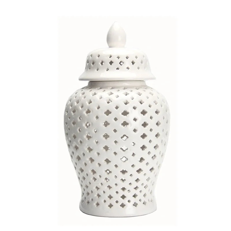 Afralia™ Golden Ceramic Ginger Jar Home Decor Vase Pot Flower Arrangement Storage Jar