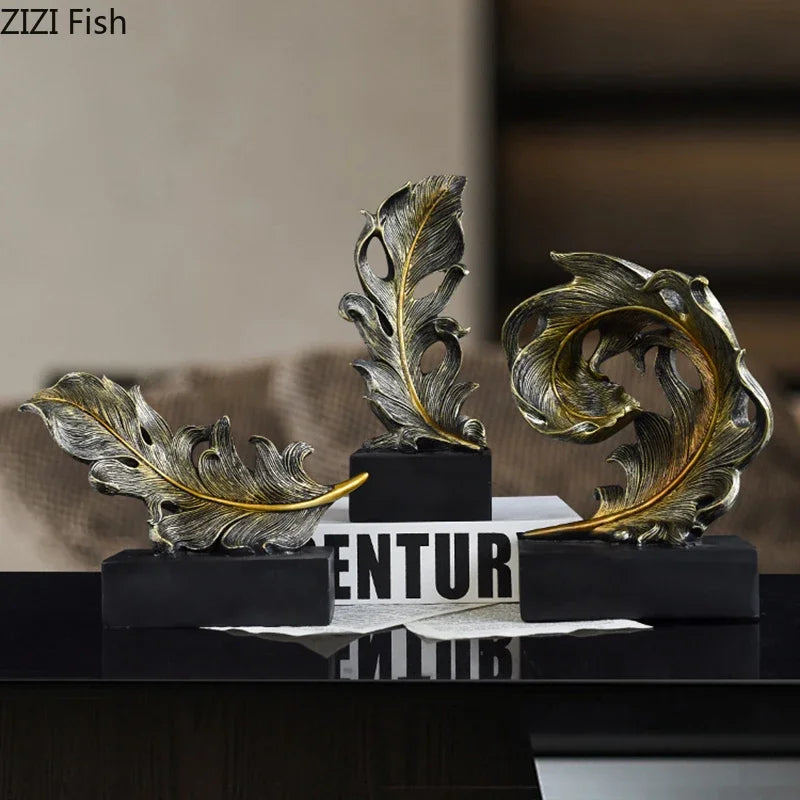 Afralia™ Phoenix Feather Resin Sculpture Desk Ornament for Aesthetic Room Decor