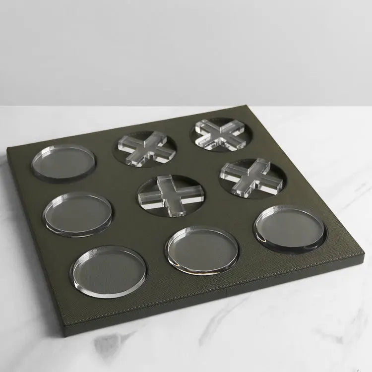 Afralia™ Geometric Checkerboard Grid Leather Chess Transparent Chessboard Home Decor Figurines