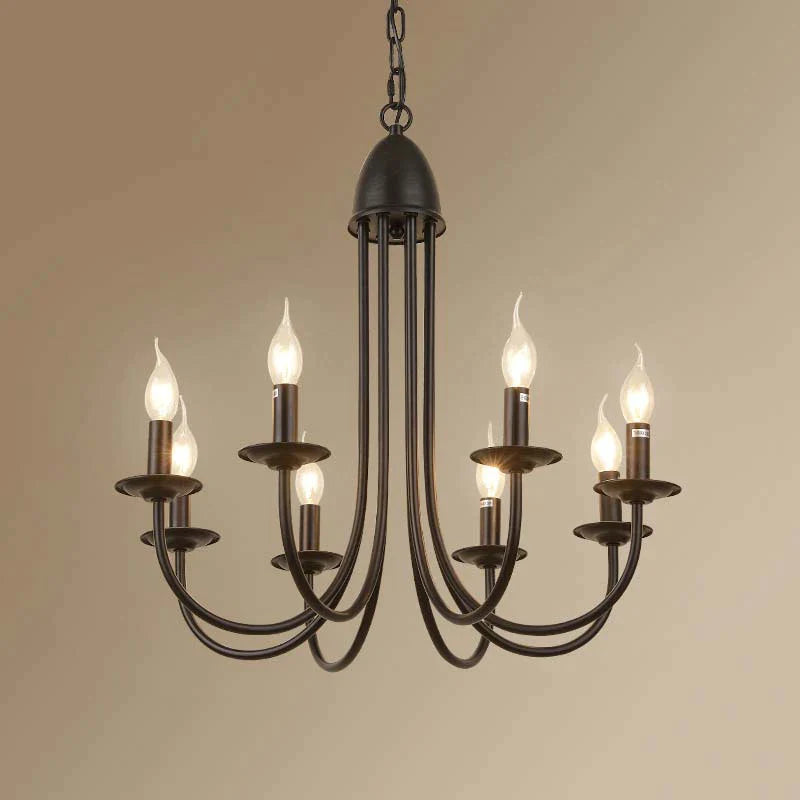 Afralia™ Retro Rural Iron Chandelier for Living Room Dining Bedroom Balcony