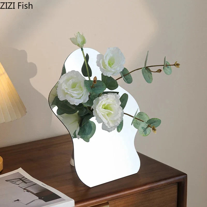 Afralia™ Modern Acrylic Mirror Vase with Artificial Flowers for Home Decor