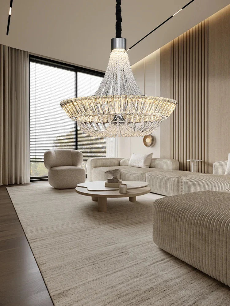 Afralia™ Crystal Ceiling Chandelier - Elegant Two-story Room Decor
