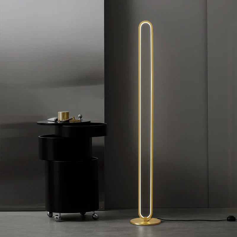 Afralia™ Minimalist Copper LED Floor Lamp Gold Brass Nordic Indoor Decor