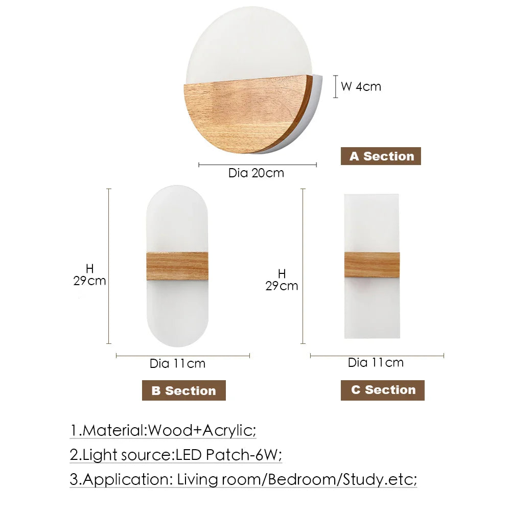Afralia™ Nordic Wooden LED Wall Sconce for Home Decor and Indoor Lighting