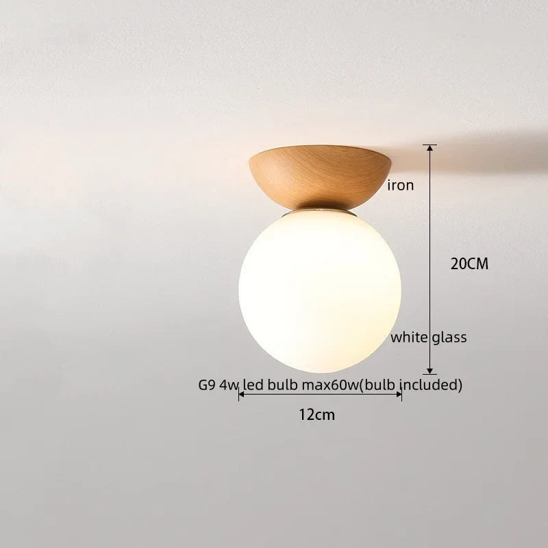 Afralia™ Walnut Glass LED Ceiling Lamp for Modern Living Room Art Decoration