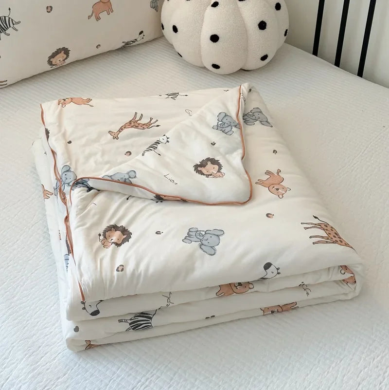 Afralia™ Cartoon Patchwork Summer Cooling Blanket Lightweight Air Condition Comforter